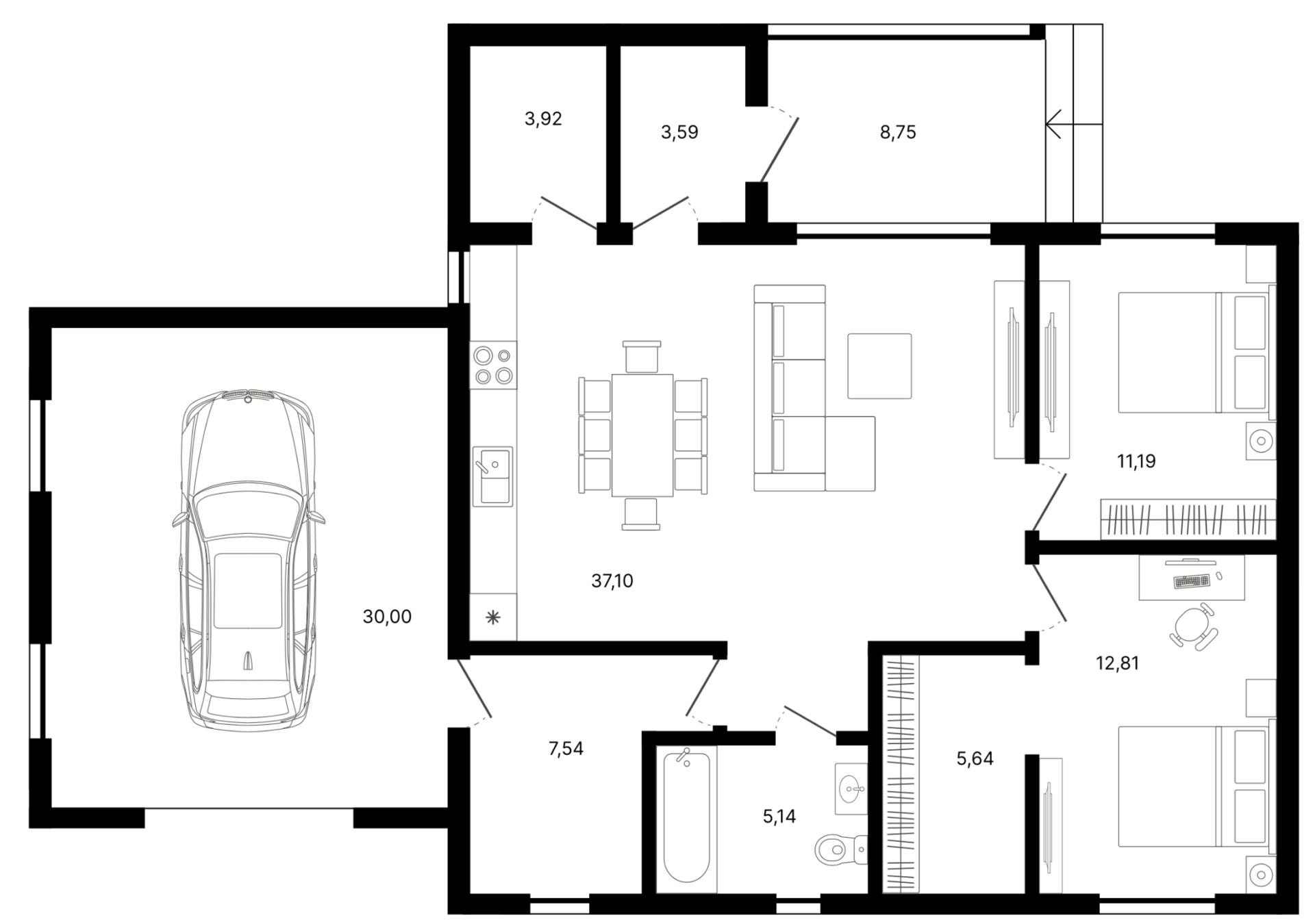 Planirovka 1356 — SCIP panel home, GreenFab Florida